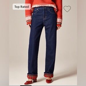 JCrew Flannel Lined Relaxed Straight Jeans, Rinse Wash, size 29 NWT